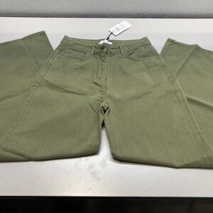 Reiss Women’s Colorado Wide Leg Trouser Jeans Size 6R – Khaki Green Garment-Dyed
